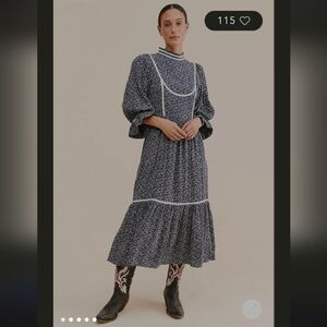 Meadows Amarylls Elegant Blue Floral Women's Dress